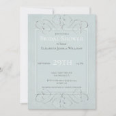 ライトダスティブルーロマンティックブライダルシャワー 招待状 (正面)