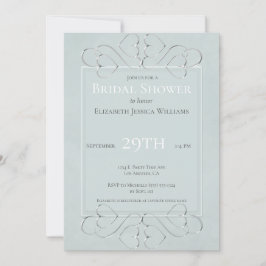 ライトダスティブルーロマンティックブライダルシャワー 招待状