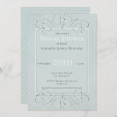 ライトダスティブルーロマンティックブライダルシャワー 招待状 (正面/裏面)