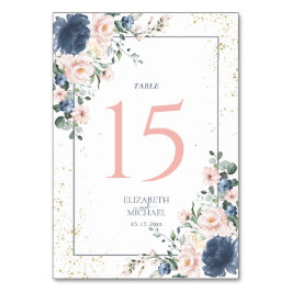 ライトダスティブルー赤面ピンク金ゴールドフローラ結婚ズ テーブルナンバー