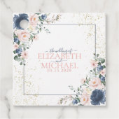 ライトダスティブルー赤面ピンク金ゴールドフローラ結婚ズ フェイバータグ (正面)