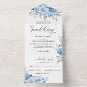 ライトダスティベビーブルーフローラボタニカル結婚ズ オールインワン招待状 (内側)