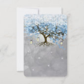 ライトダスティ淡い色のブルーハートリーフツリーフォレストRsvp 出欠カード (裏面)