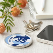 ライトダークカスタムブルーバレーボールのジャージー番号 キーホルダー (側面)