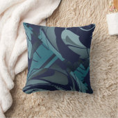 ライトダークネイビーティール（緑がかった色）グレーラッシュ離れモチー クッション (ブランケット)