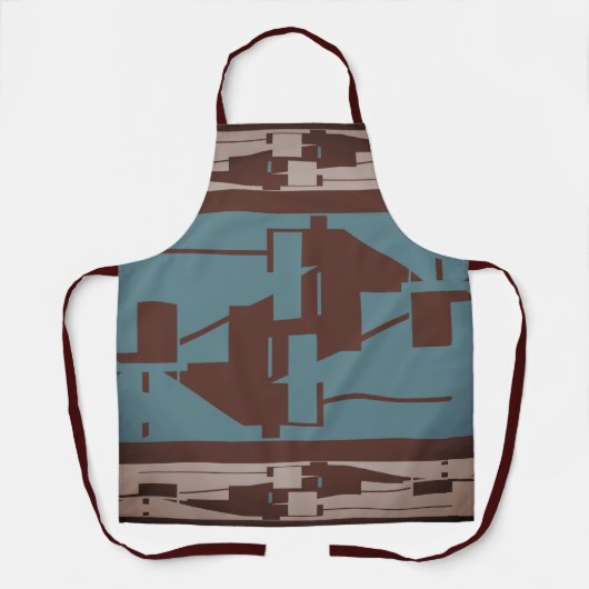 ライトチューペブラウンダークティール（緑がかった色）パタ地中海のーン エプロン (正面)