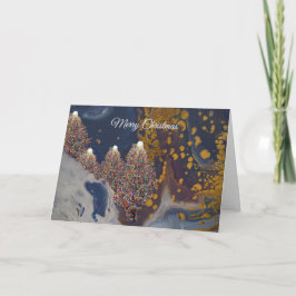 ライトツリーのあるメリークリスマスサンキューカード サンキューカード