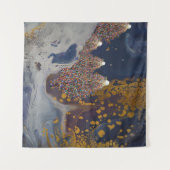 ライトツリーの冬のシーンがクリスマスを楽しむ タペストリー (正面(横))