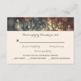 ライトツリーロマンチックな結婚式RSVPカード 出欠カード