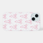 ライトティーピンクのリボン🎀が可愛いホワイトiPhone 15ケース iPhone 15ケース (裏面横)