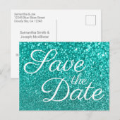 ライトティールぼかしギラギラSave the Date ポストカード (正面/裏面)