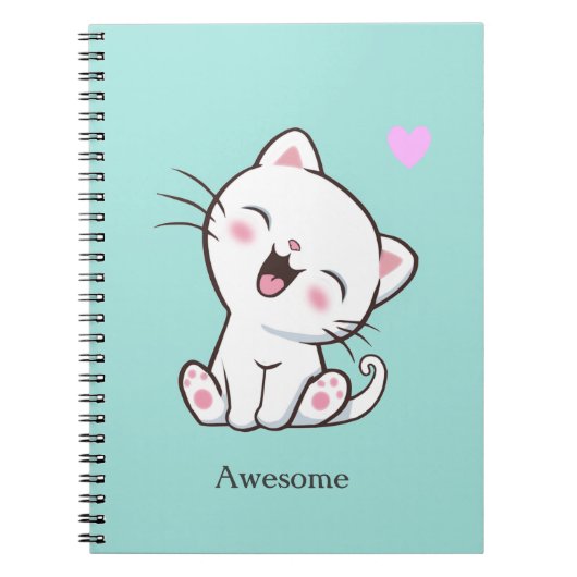 ライトティールノートに描かれたかわいい仔猫 ノートブック (正面)