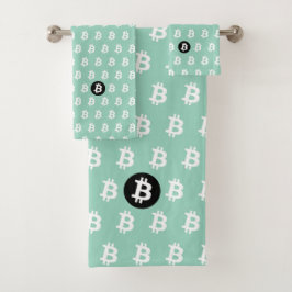 ライトティール色のBitcoin バスタオルセット