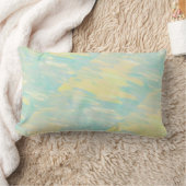 ライトティール(緑がかった色)とイエロー抽象芸術装飾用クッション ランバークッション (ブランケット)