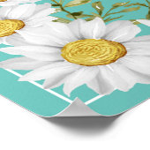 ライトティール(緑がかった色)とホワイトデイジー結婚ズウェルカム ポスター (角)