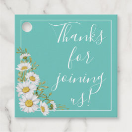 ライトティール（緑がかった色）とホワイトデイジー結婚ズ フェイバータグ