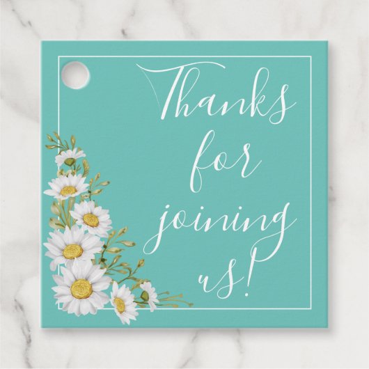 ライトティール（緑がかった色）とホワイトデイジー結婚ズ フェイバータグ (正面)