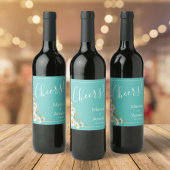 ライトティール（緑がかった色）とホワイトデイジー結婚ズ ワインラベル