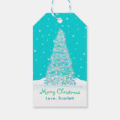 ライトティール(緑がかった色)アクア飾クリスマスツリーホリデイ ギフトタグ (裏面)