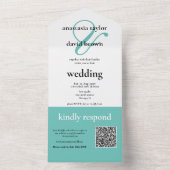 ライトティール（緑がかった色）アンパサンドQRコード オールインワン招待状 (内側)