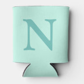 ライトティール(緑がかった色)イニシャルレターパステルミントブルー 缶クーラー (正面)
