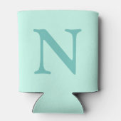 ライトティール(緑がかった色)イニシャルレターパステルミントブルー 缶クーラー (裏面)