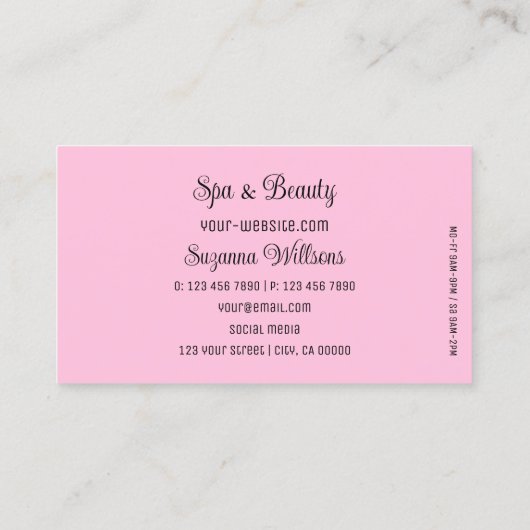 ライトティール（緑がかった色）ゴージャスピンクハートモダンかわいいシンプル 名刺 (裏面)