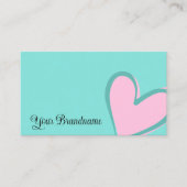 ライトティール（緑がかった色）ゴージャスピンクハートモダンかわいいシンプル 名刺 (正面)
