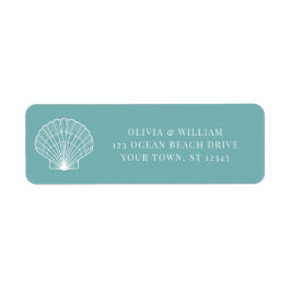 ライトティール(緑がかった色)シーセルビーチ結婚式差出人住所 ラベル
