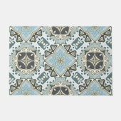 ライトティール（緑がかった色）シーフオムグリーンターコイズブルートライバルアート ドアマット (正面)