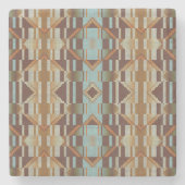 ライトティール（緑がかった色）ターコイズブルーオレンジブラウントライバルアート ストーンコースター (正面)