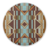 ライトティール（緑がかった色）ターコイズブルーオレンジブラウントライバルアート セラミックノブ (正面)