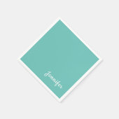 ライトティール（緑がかった色）トレンディーモダンミニマリストシック名 スタンダードカクテルナプキン (角)