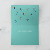 ライトティール(緑がかった色)ハミングバパーソナライズされたードハッピーバースデー カード (内部)