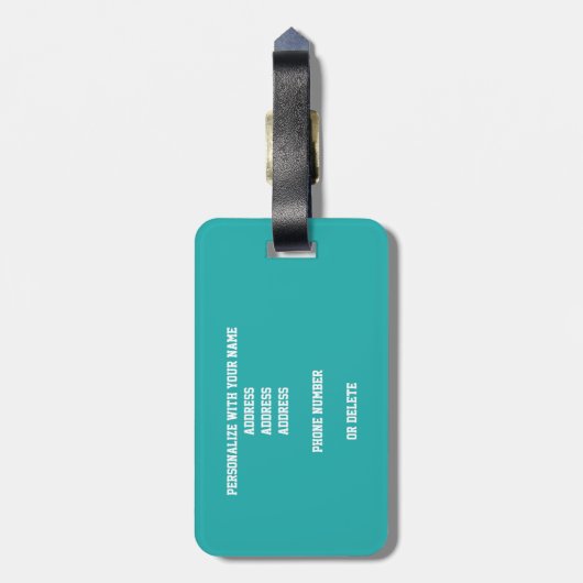 ライトティール（緑がかった色）パーソナライズされたホワイトガールズバスケットボール ラゲッジタグ (裏面縦)