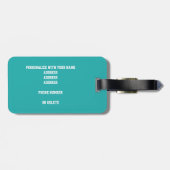 ライトティール(緑がかった色)パーソナライズされたホワイトガールズバスケットボール ラゲッジタグ (裏面横)