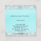 ライトティール（緑がかった色）ブルースパークル美しいスタイリスト  スクエア名刺 (裏面)