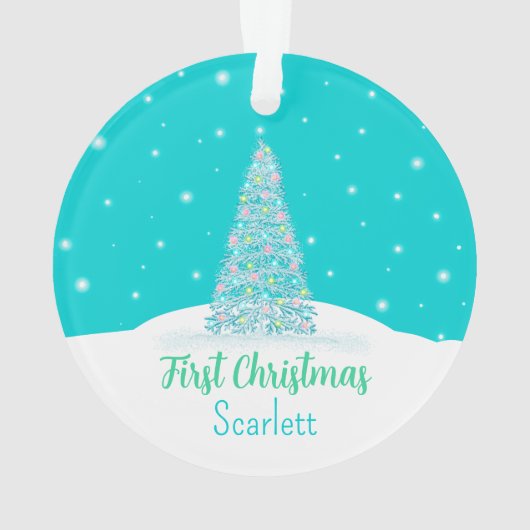 ライトティール(緑がかった色)ベビー初めてのクリスマスツリー オーナメント (裏面)