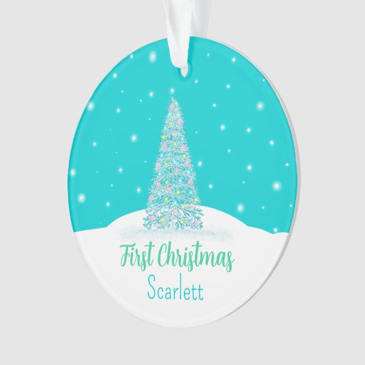 ライトティール(緑がかった色)ベビー初めてのクリスマスツリー オーナメント (正面)