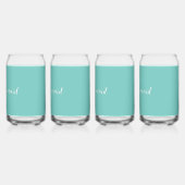 ライトティール(緑がかった色)&ホワイトデイジーウェディングパーティー缶ガラス ガラス缶 (左)