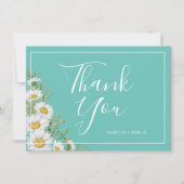 ライトティール(緑がかった色)&ホワイトデイジーサンキュー サンキューカード (正面)
