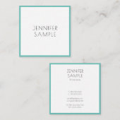 ライトティール(緑がかった色)モダンミニマエレガントリストテンプレート スクエア名刺 (正面/裏面)