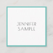 ライトティール（緑がかった色）モダンミニマエレガントリストテンプレート スクエア名刺 (正面)