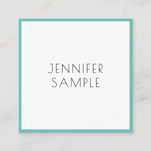 ライトティール(緑がかった色)モダンミニマエレガントリストテンプレート スクエア名刺 (正面)