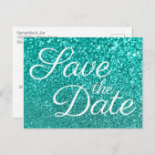 ライトティール（緑がかった色）《写真》ぼけ味グリッター日付の保存 ポストカード (正面/裏面)