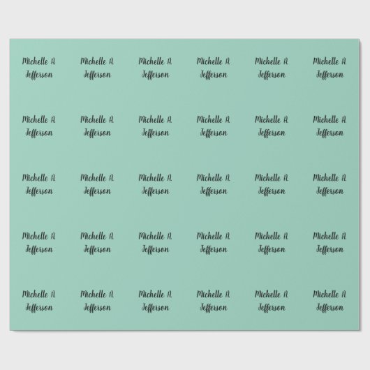 ライトティール(緑がかった色)手書きクリエイティブトレンディー名 ラッピングペーパー (フラット)