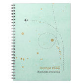 ライトティール(緑がかった色)飛行機名金ゴールド旅行 ノートブック (正面)