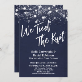 ライトテクスチャード我々は結び目ネイビー披露宴 招待状