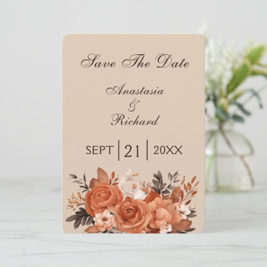 ライトテラコッタと焦げたオレンジ日付を保存 セーブザデート (スタンド正面)