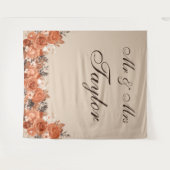 ライトテラコッタと焦げたオレンジ結婚の背景 タペストリー (正面(横))